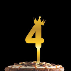 PartyCorp Gold Acrylic Number Four Digit 6 Inch Cake Topper, 1 Piece