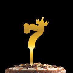 PartyCorp Gold Acrylic Number Seven Digit 6 Inch Cake Topper, 1 Piece