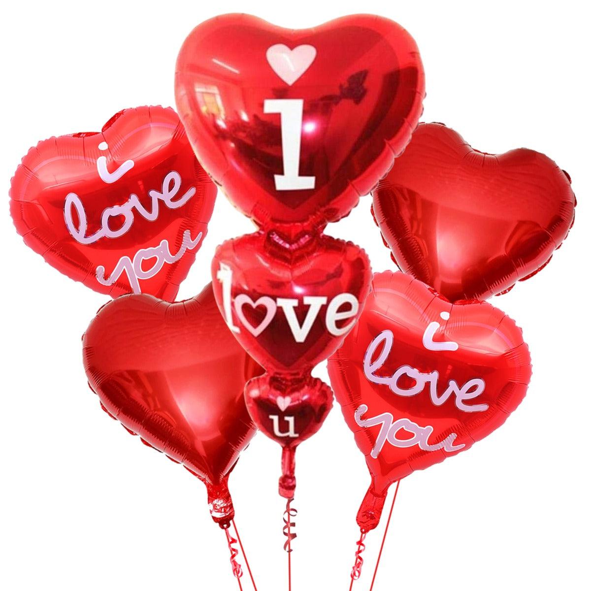 PartyCorp I Love You Forever Heart Shaped Foil Balloon Bouquet, Decoration Set, DIY Pack of 5