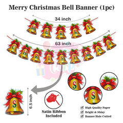 PartyCorp Merry Christmas Decoration Kit Combo 81 Pcs - Dark Green, Red, White Latex Balloons (60 pcs), Gold Chrome Balloons (12 pcs), Multicolour confetti (5 pcs), 1 pc Merry Christmas Printed Banner, 1 pc Santa Foil Balloon,2 pc Gold Big Foil Curtain