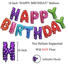PartyCorp Multi-colour Happy Birthday Alphabet/Letter 16 inch Foil Balloon Banner Decoration Set