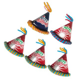 PartyCorp Multi-colour Merry Christmas Printed Paper Cap Hat, Pack Of 5