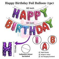 PartyCorp Multi-colour Rainbow Happy Birthday Decoration Kit Combo 80 Pcs - Black, White, Orange, Blue, Green, Red, Yellow, Purple, Pink & Multicolour Confetti, Multicolour Happy Birthday Banner