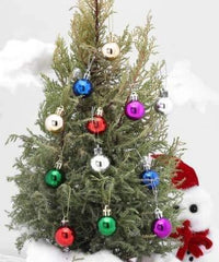 PartyCorp Multicolour Ball Shaped Dangler Decoration Set For Christmas Tree, DIY Pack Of 12