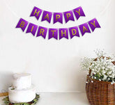 PartyCorp Purple & Gold Happy Birthday Printed Wall Banner Decoration for All Ages, Birthday Party Supplies