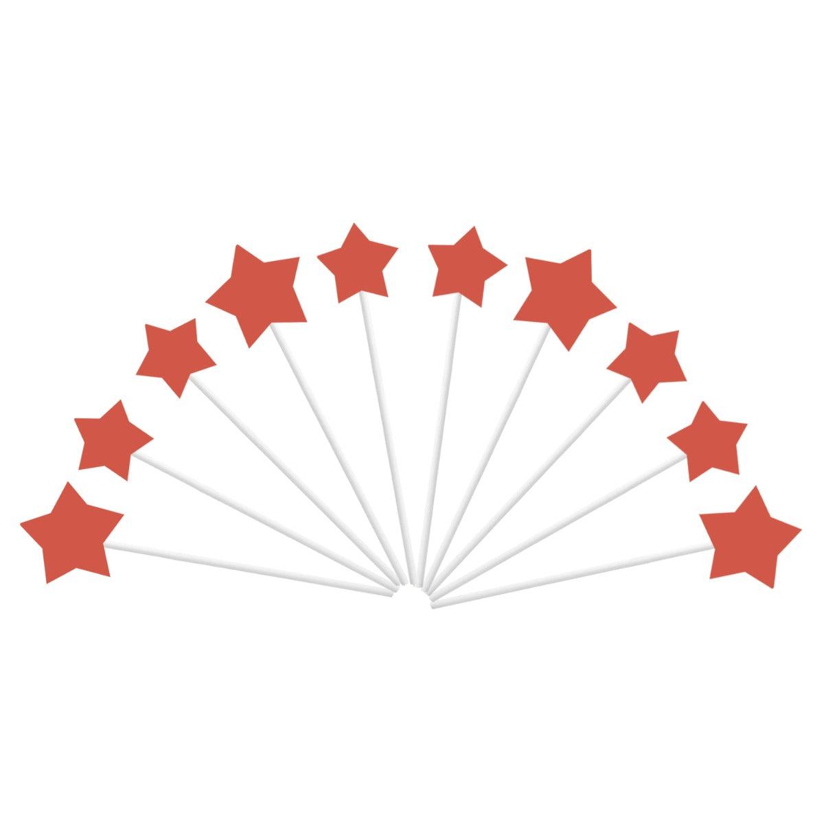 PartyCorp Red Glossy Star Cake Topper, Pack Of 10