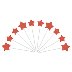 PartyCorp Red Glossy Star Cake Topper, Pack Of 10