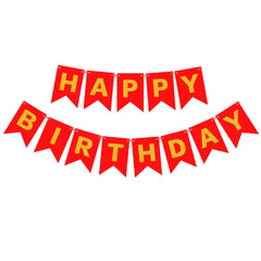 PartyCorp Red & Gold Happy Birthday Printed Wall Banner Decoration for All Ages, Birthday Party Supplies