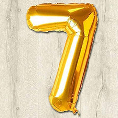 PartyCorp Seven Number Digit Gold Foil Ballon, DIY 1 piece