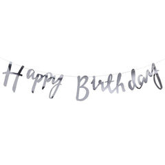 PartyCorp Silver Happy Birthday Alphabets Letters Banner Decoration for All Ages, Birthday Party Supplies