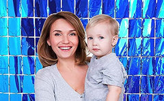 PartyCorp Square Shaped Metallic Blue Foil Curtain, 1 Pack