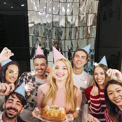 PartyCorp Square Shaped Metallic Silver Foil Curtain, 1 Pack