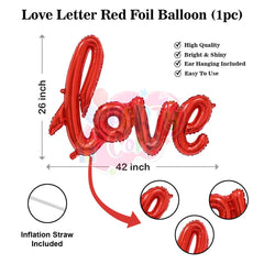 PartyCorp Valentines, Anniversary, Heart Decoration Kit Combo 38 Pcs - Red Latex Balloon, Red Heart Foil, Love Foil Banner
