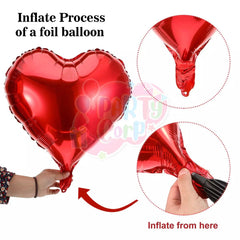 PartyCorp Valentines, Anniversary, Heart Decoration Kit Combo 38 Pcs - Red Latex Balloon, Red Heart Foil, Love Foil Banner