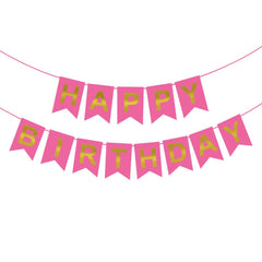 PartyCorp Pink & Gold Happy Birthday Printed Wall Banner Decoration for All Ages, Birthday Party Supplies