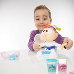 Play-Doh Slime Chewin' Charlie Slime Bubble Maker Toy for Kids 3 Years and Up with 2 Cans of Pink and Blue Slime Compound, Non-Toxic