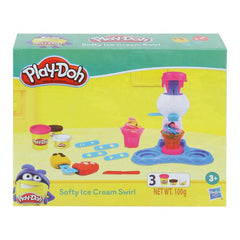 Play-Doh Softy Ice Cream Swirl Playset for Kids 3 Years and Up with 3 Non-Toxic Colors