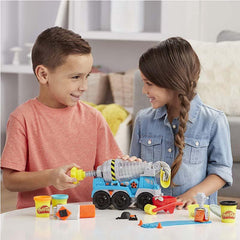 Play-Doh Wheels Cement Truck with Non-Toxic Play-Doh Cement-Colored Buildin' Compound Plus 3 Colors