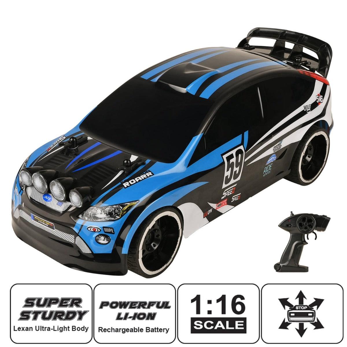 Playzu Rally Xtreme 1:16 Scale R/C Car - Blue for Ages 6+