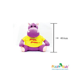 Plushkins Hippo, Premium Purple & Yellow Soft Toy for Kids, Aged 1-10 years, Extra Soft Stuffed Toy with Plyfibre Stuffing