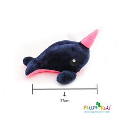 Plushkins Narwhal, Premium Blue & Pink Soft Toy for Kids, Aged 1-10 years, Extra Soft Stuffed Toy with Plyfibre Stuffing