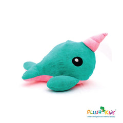 Plushkins Narwhal, Premium Green & Pink Soft Toy for Kids, Aged 1-10 years, Extra Soft Stuffed Toy with Plyfibre Stuffing