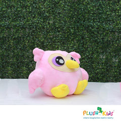 Plushkins Owl, Premium Pink & Yellow Soft Toy for Kids, Aged 1-10 years, Extra Soft Stuffed Toy with Plyfibre Stuffing
