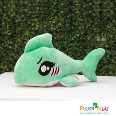 Plushkins Shark, Premium Green & White Soft Toy for Kids, Aged 1-10 years, Extra Soft Stuffed Toy with Plyfibre Stuffing