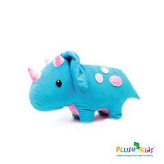Plushkins Triceratops Dino, Premium Blue & Pink Soft Toy for Kids, Aged 1-10 years, Extra Soft Stuffed Toy with Plyfibre Stuffing