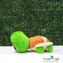 Plushkins Turtle, Premium Green & Orange Soft Toy for Kids, Aged 1-10 years, Extra Soft Stuffed Toy with Plyfibre Stuffing