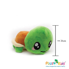 Plushkins Turtle, Premium Green & Orange Soft Toy for Kids, Aged 1-10 years, Extra Soft Stuffed Toy with Plyfibre Stuffing