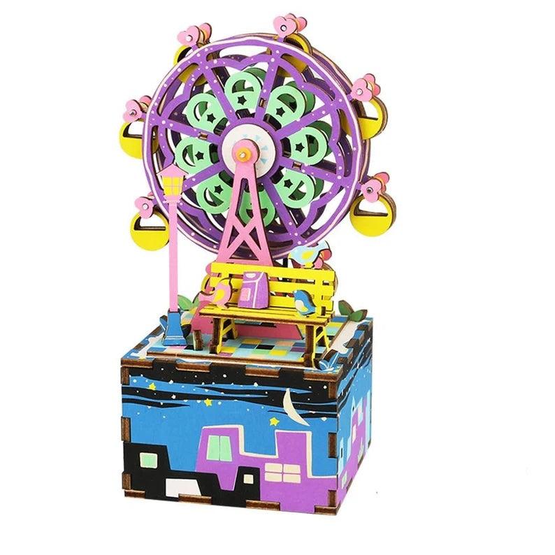 Robotime Ferris Wheel Hand Crank 3D Wooden Music Box Kit
