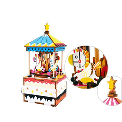 Robotime Merry-Go-Round 3D Wooden Music Box Kit