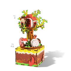Robotime Tree House Hand Crank 3D Wooden Music Box Kit