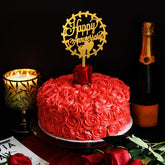 PartyCorp Gold Round Shaped Acrylic Happy Anniversary Cake Topper, 1 Piece