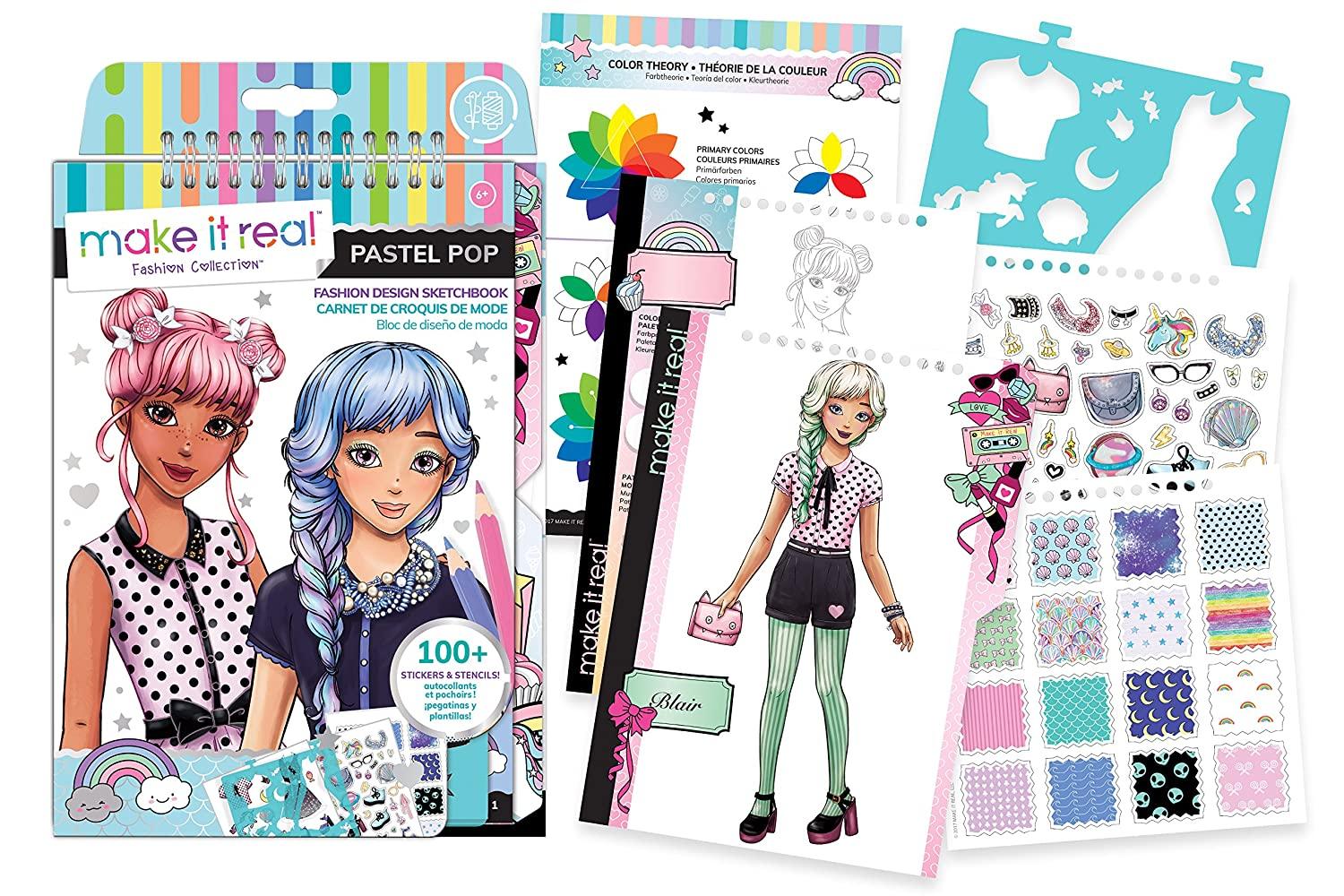 Make It Real – Bloc De Diseño De Moda Pastel Pop – Incluye Plantillas, Pegatinas De Aluminio Y Guía – Para Niñas Desde 6 Años Make It Real – Bloc De Diseño De Moda Pastel Pop – Incluye Plantillas, Pegatinas De Aluminio Y Guía – Para Niñas Desde 6 Años