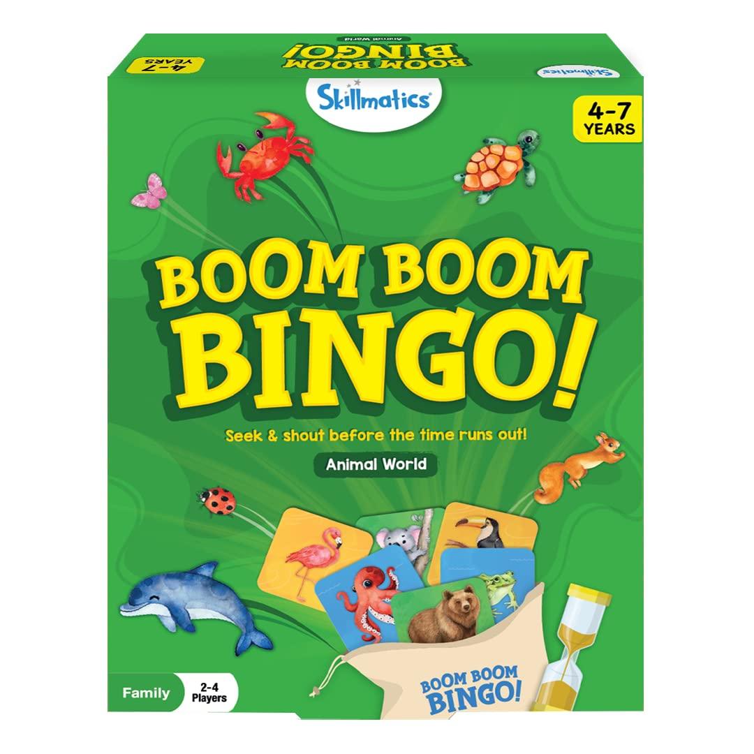Skillmatics Boom Boom Bingo! Animal World - Board Game For Ages 4-7 Years