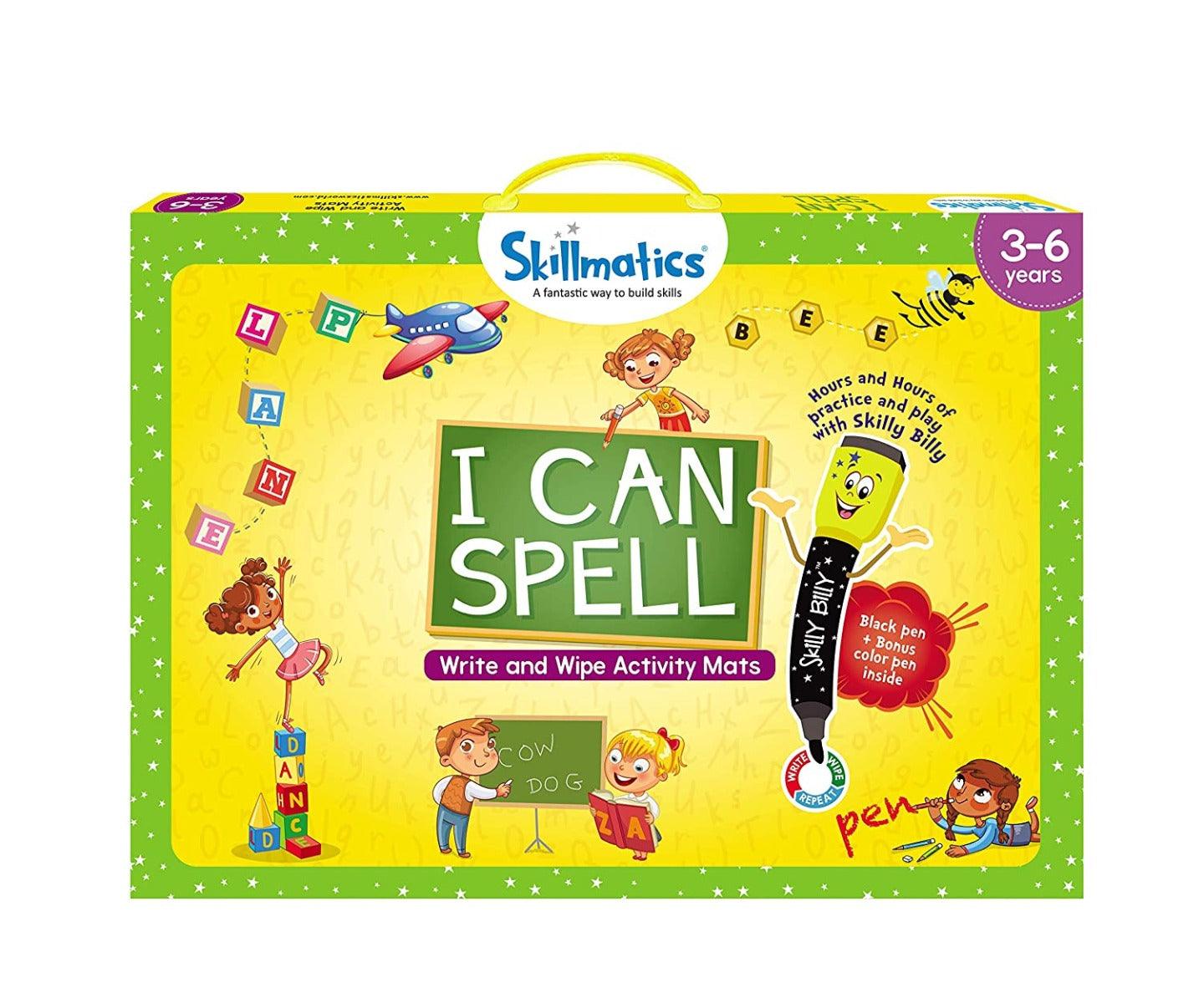 Skillmatics I Can Spell - Reusable Activity Mats with 2 Marker Pens Educational Game for Ages 3-6 Years