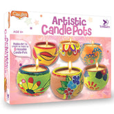 ToyKraft Terracotta Artistic Candle Pots- Candle Making Kit for Kids Ages 8-15 years
