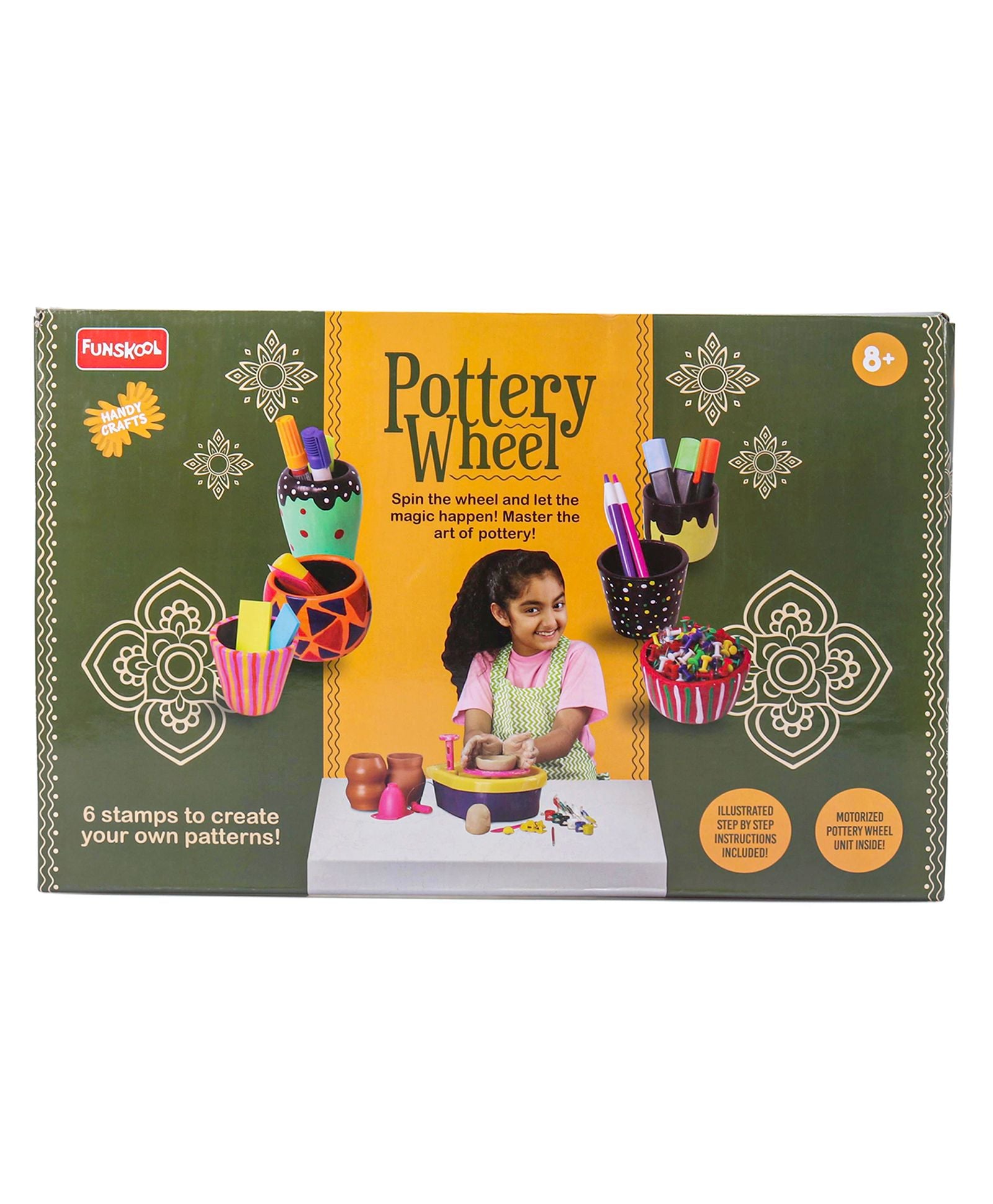 Funskool Handycrafts - Pottery Wheel Make and Decorate Clay Pots - Pot Making and Sculpting Kit for Ages 8+