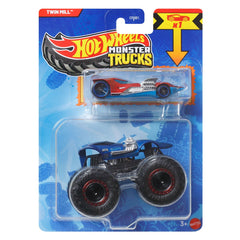 Hot Wheels Twin Mill Monster Truck Diecast Truck with 1:64 Scale Car for Ages 3+