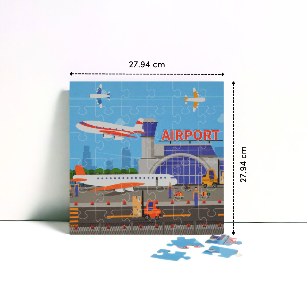 Mittimate Airport Jigsaw Puzzle – 36-Piece Cardboard Puzzle for Kids (Ages 4-6) | Fun, Learning & Perfect Birthday Gift