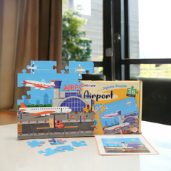 Mittimate Airport Jigsaw Puzzle – 36-Piece Cardboard Puzzle for Kids (Ages 4-6) | Fun, Learning & Perfect Birthday Gift