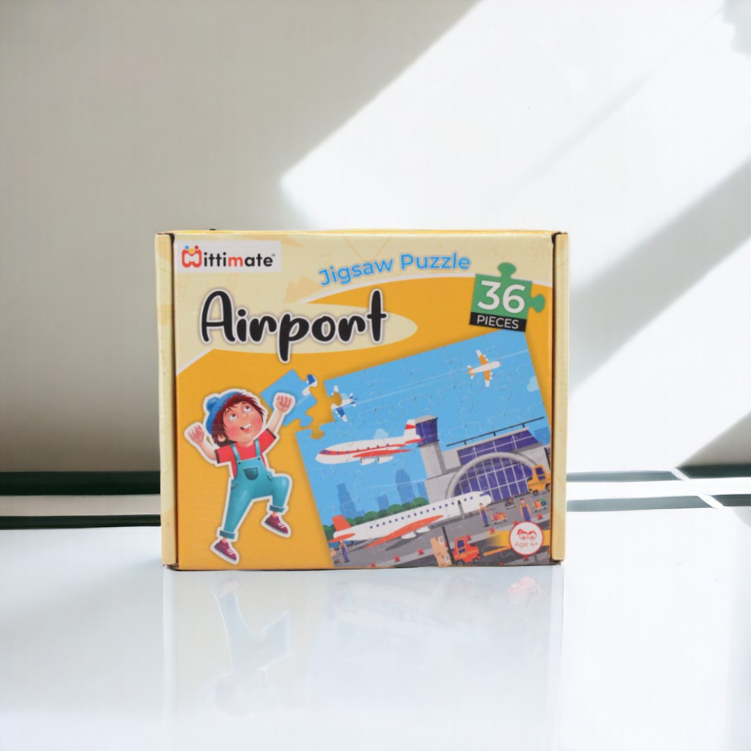 Mittimate Airport Jigsaw Puzzle – 36-Piece Cardboard Puzzle for Kids (Ages 4-6) | Fun, Learning & Perfect Birthday Gift