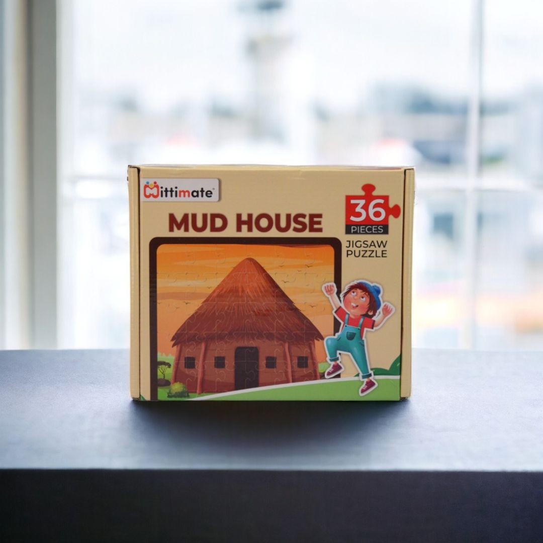 Mittimate Mud House Jigsaw Puzzle – 36-Piece Cardboard Puzzle for Kids (Ages 4-6) | Fun, Learning & Perfect Birthday Gift