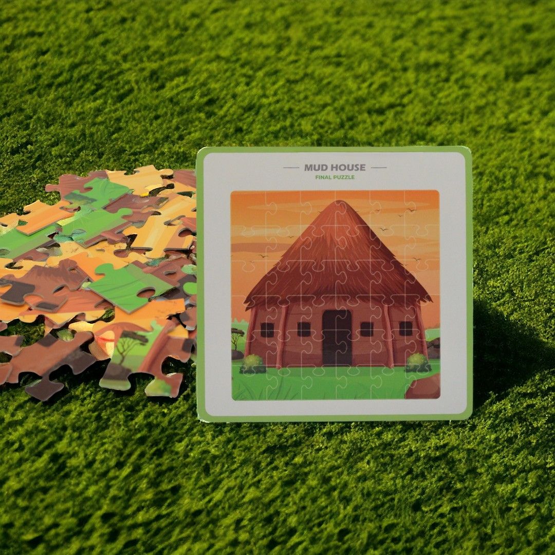 Mittimate Mud House Jigsaw Puzzle – 36-Piece Cardboard Puzzle for Kids (Ages 4-6) | Fun, Learning & Perfect Birthday Gift