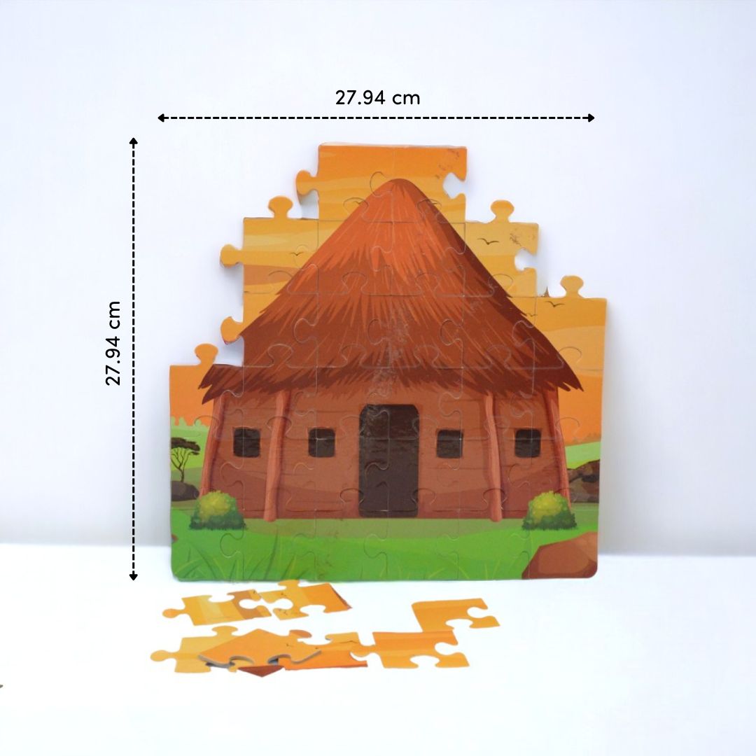 Mittimate Mud House Jigsaw Puzzle – 36-Piece Cardboard Puzzle for Kids (Ages 4-6) | Fun, Learning & Perfect Birthday Gift