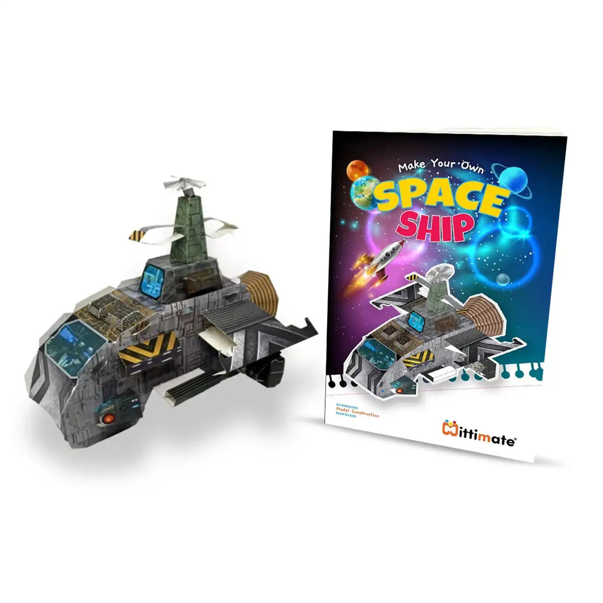 Mittimate 3D Space Ship Model Construction Book – DIY Paper Craft for Kids (8-12 Years) | Fun & Creative Learning Activity