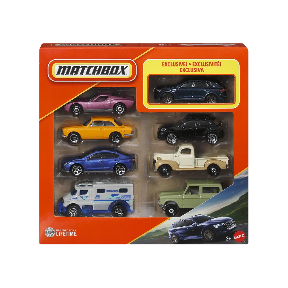 Matchbox 8-Car Die-Cast Vehicle Gift Pack with 1 Exclusive Car – Assorted Cars, SUVs & Trucks