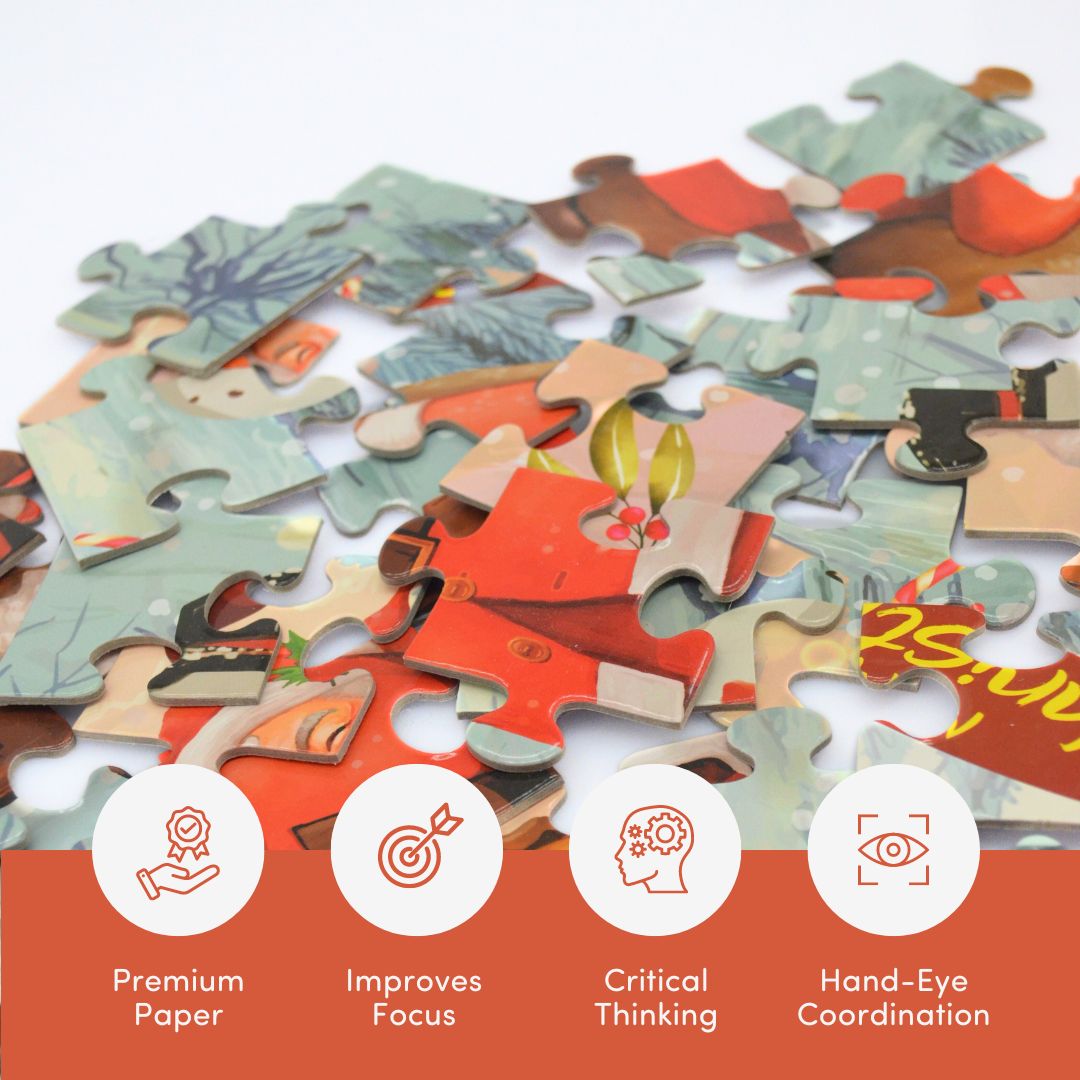Mittimate Christmas Jigsaw Puzzle – 36-Piece Cardboard Puzzle for Kids (Ages 4-6) | Fun, Learning & Perfect Birthday Gift